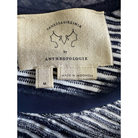Vanessa Virginia by Anthropologie Navy and White Crew Neck Tank Top, Size M - Picture 5 of 6